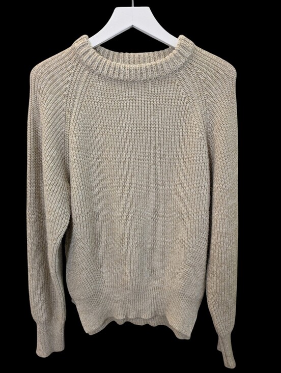 Modern Citizen Sweaters - Modern Citizen Fisherman Sweater XS Oatmeal Tan Chunky Knit Side Slit Old Money
